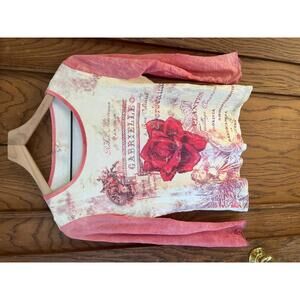 Vintage Y2K 90s Susan Lawrence Rhinestone Floral French Mesh USA M Medium Knit